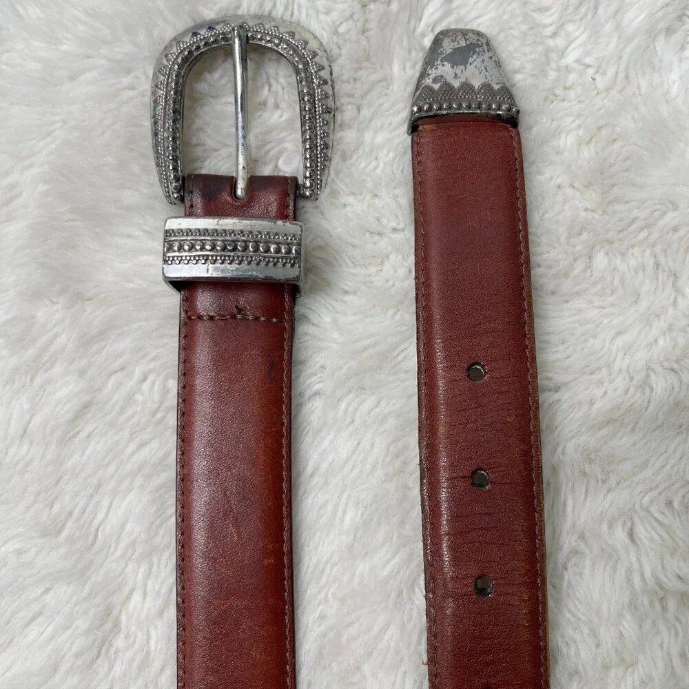 Vintage Brighton Women's Brown Leather Belt Size Medium